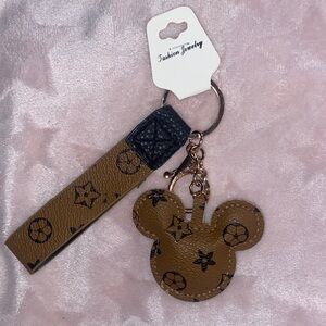 Stylish Tan Mouse Keychain with Wrist Strap